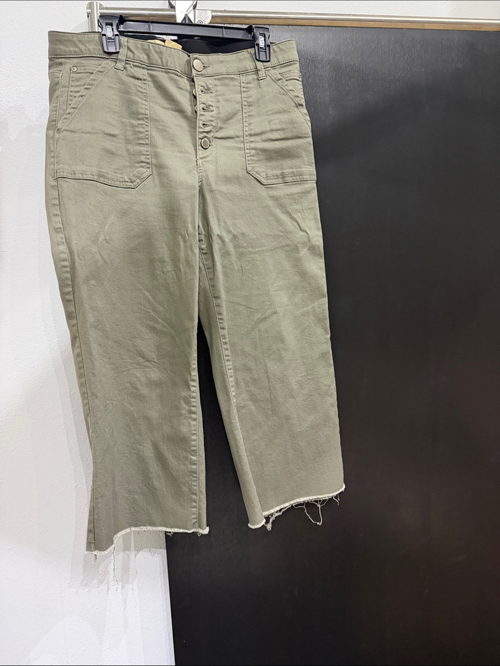 Democracy Olive Green Wide Leg Crop Jeans